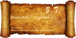 Benczkó Tivadar névjegykártya